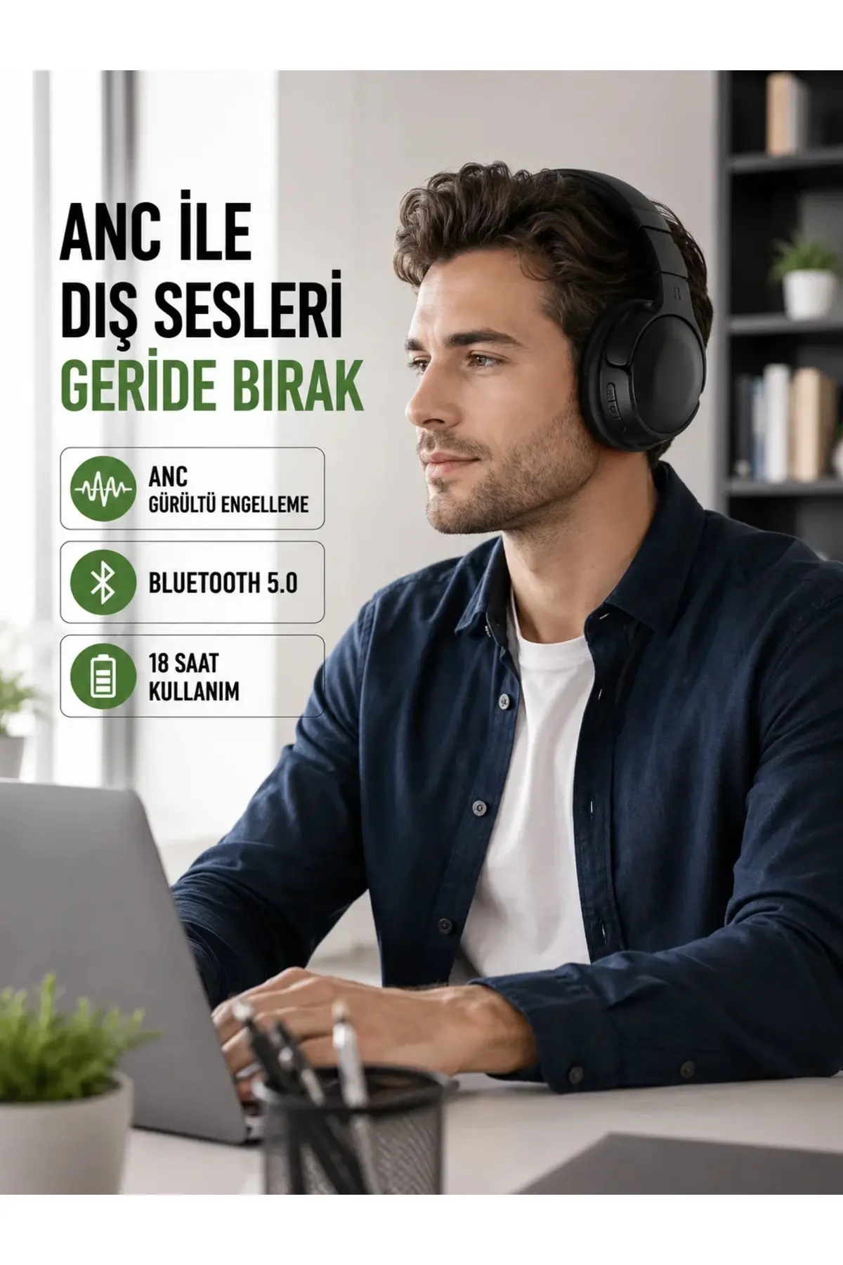 Geniş Frekans Aralıklı Bluetooth Kulak Üstü Kulaklık