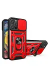 Apple iPhone 16 Pro Kılıf Pars Lens Yüzüklü Silikon - Kırmızı-1