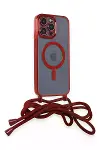 Apple iPhone 13 Pro Max Kılıf Divo Lazer Askılı Magsafe Kapak - Kırmızı-3