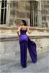 Kadın Trend Saten Kumaş Kalp Yaka Yırtmaçlı Maxi Abiye Elbise-8