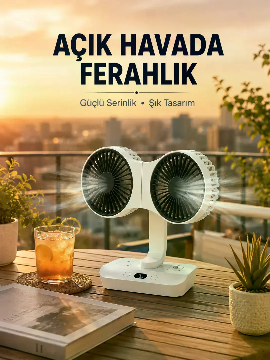Çift Başlıklı Masa ve Duvara Monte Edilebilir Vantilatör
