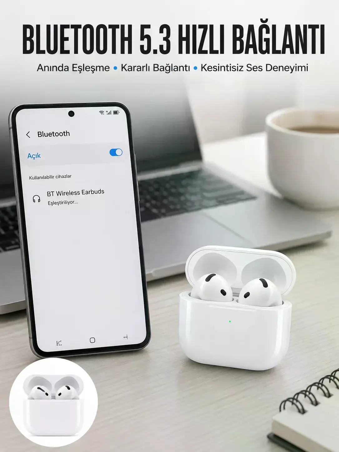 Kablosuz Bluetooth Kulaklık TWS ANC Özelliği Yüksek Ses Kaliteli Yeni Nesil