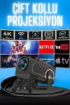 Projektör Siyah Android Taşınabilir Sinema Projeksiyon Wifi Destekli En Güncel Sürüm Akıllı-2