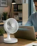 Kompakt Mini Fan Otomatik Salınımlı Sessiz Masaüstü Vantilatör-2