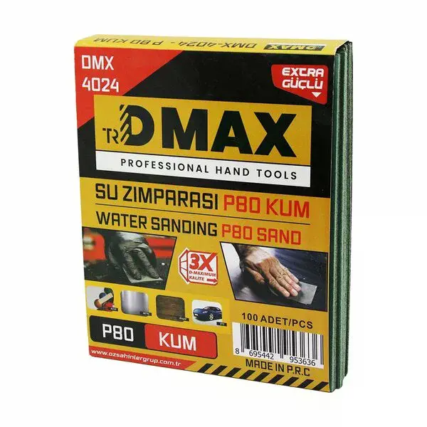 100 Adet P80 Kum - Kağıt - Su Zımparası - 230X280MM - Kullanım= Boya - Metal - Ahşap - Oto