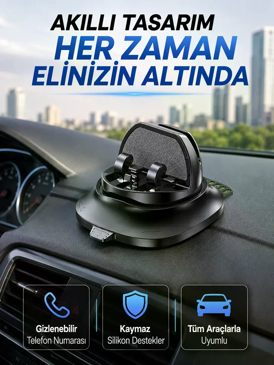 Araç Torpidosu İçin Telefon Tutucu Gizlenebilir Park Telefon Numaralı Stand