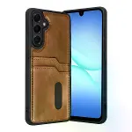 Samsung Galaxy A17 5g Sara Kartvizitli Deri Kılıf - Taba-1