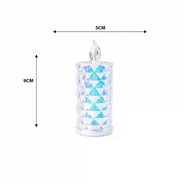 12 Adet Led Candle Kamp Küçük Boy= ÇAP:5CM - Y: 9CM Pilli Led Mum ka Kristal Plastik YAKUT-13635