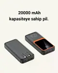 Powerbank 20000 mAh | 22.5W Hızlı Şarj, Dahili Kablolu, LCD Ekranlı Şarj Cihazı-4
