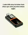 Powerbank 20000 mAh | 22.5W Hızlı Şarj, Dahili Kablolu, LCD Ekranlı Şarj Cihazı-7