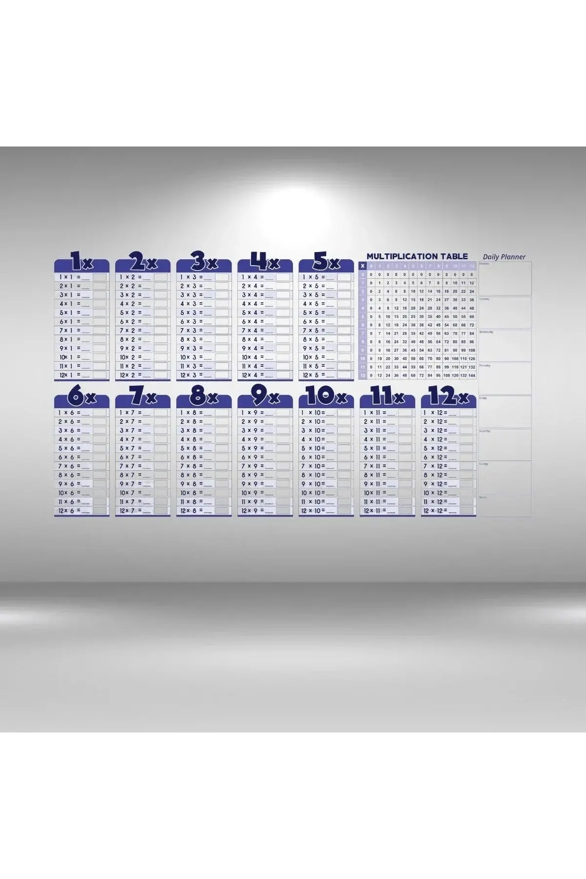 Statik Akıllı Kağıt Ingilizce Çarpım Tablosu 100x56 Cm