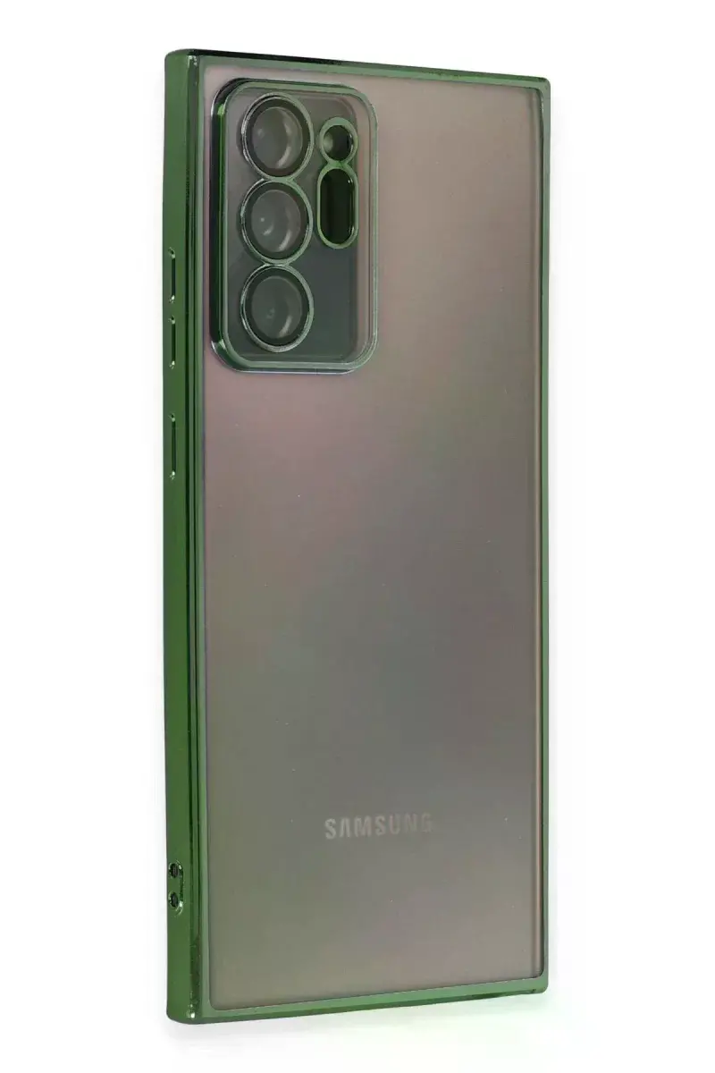 Samsung Galaxy Note 20 Ultra Kılıf Razer Lensli Silikon - Yeşil