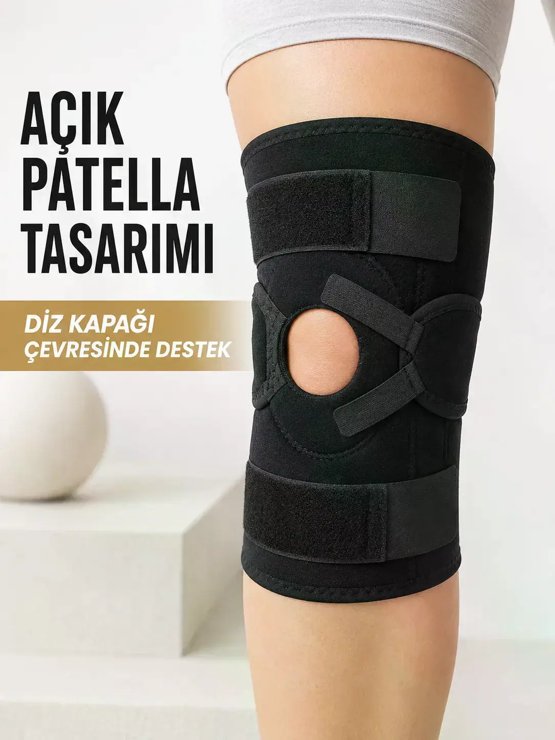 Açık Patella Ligamentli Dizlik Yan Destekli Esnek Ayarlanabilir Diz Desteği