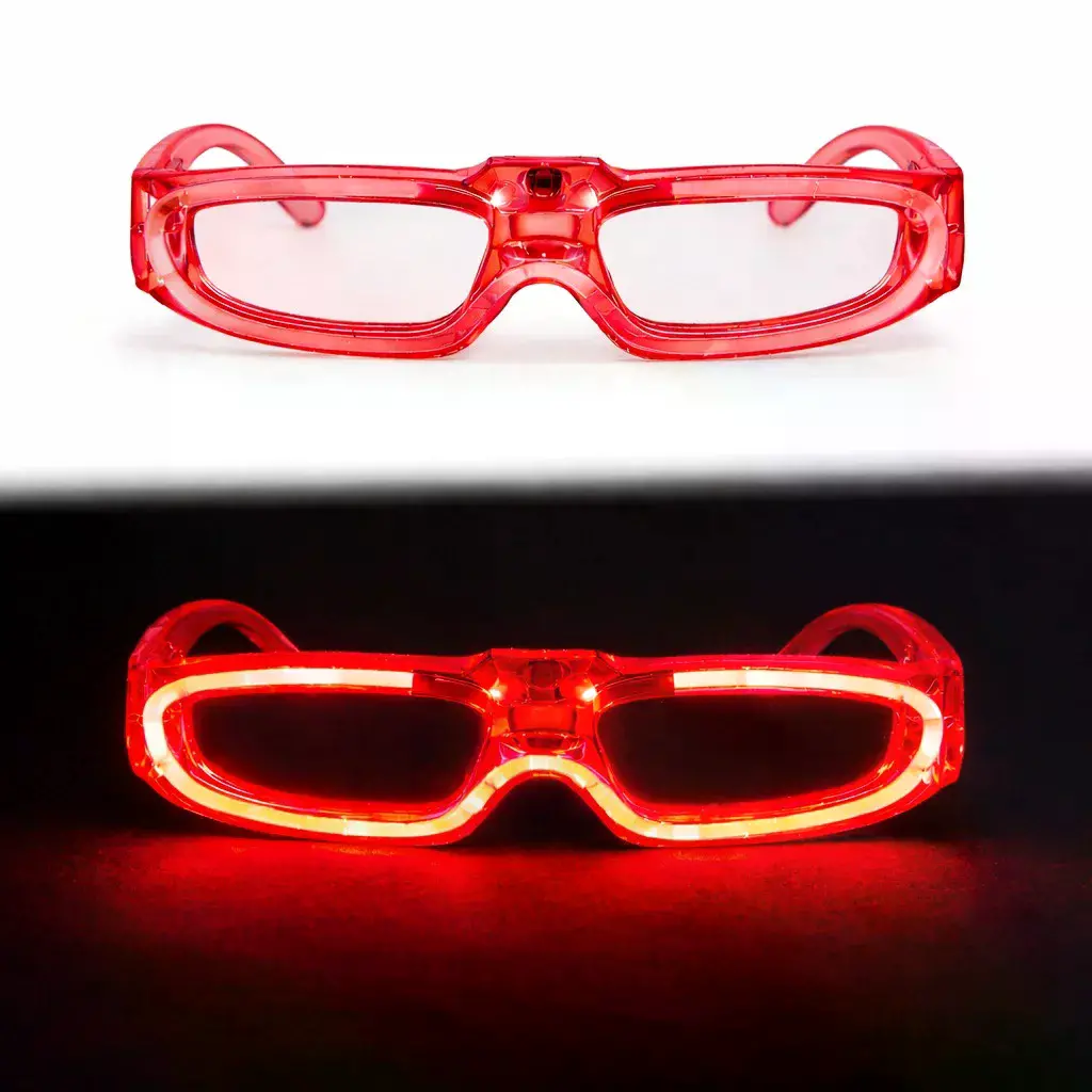Kırmızı LED Işıklı Parti Gözlüğü 3 Modlu – Glow - Gece Eğlence Gözlüğü