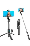 Tripod Selfie Çubuğu Bluetooth Kumandalı Kablosuz Led Işıklı-3
