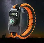 Paracord Dijital Saat Düdük Hayatta Kalma Turuncu Kamp Bilekliği-2