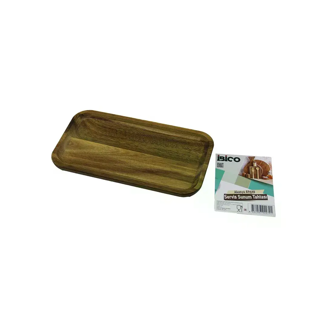 Akasya Dikdörtgen Ahşap Servis Sunum Tepsi - Tahtası Mini Tepsi 25 X 14 X 1.4CM
