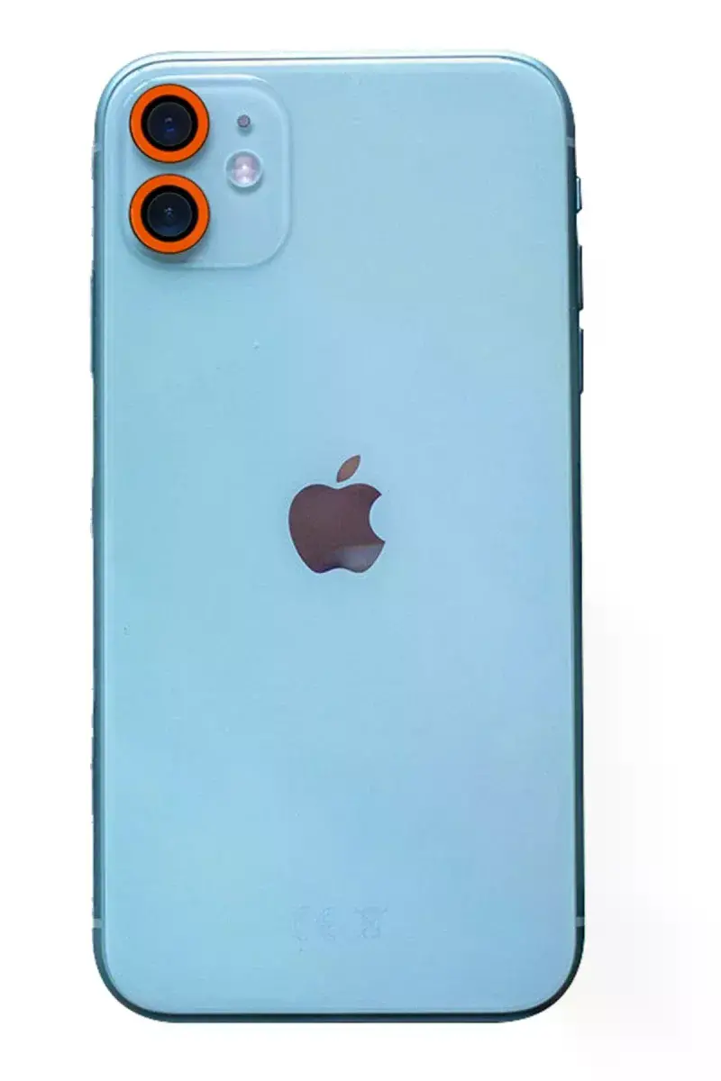 Apple iPhone 11 Neon Fosforlu Kamera Lens - Turuncu