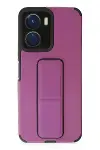 Vivo Y16 Kılıf Mega Standlı Silikon - Mor-1