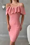 Kadın Madonna Yaka Volanlı Abiye Elbise-2