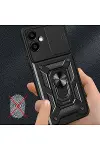 Samsung Galaxy A06 Kılıf Pars Lens Yüzüklü Silikon - Kırmızı-2