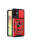 Samsung Galaxy A06 Kılıf Pars Lens Yüzüklü Silikon - Kırmızı-1