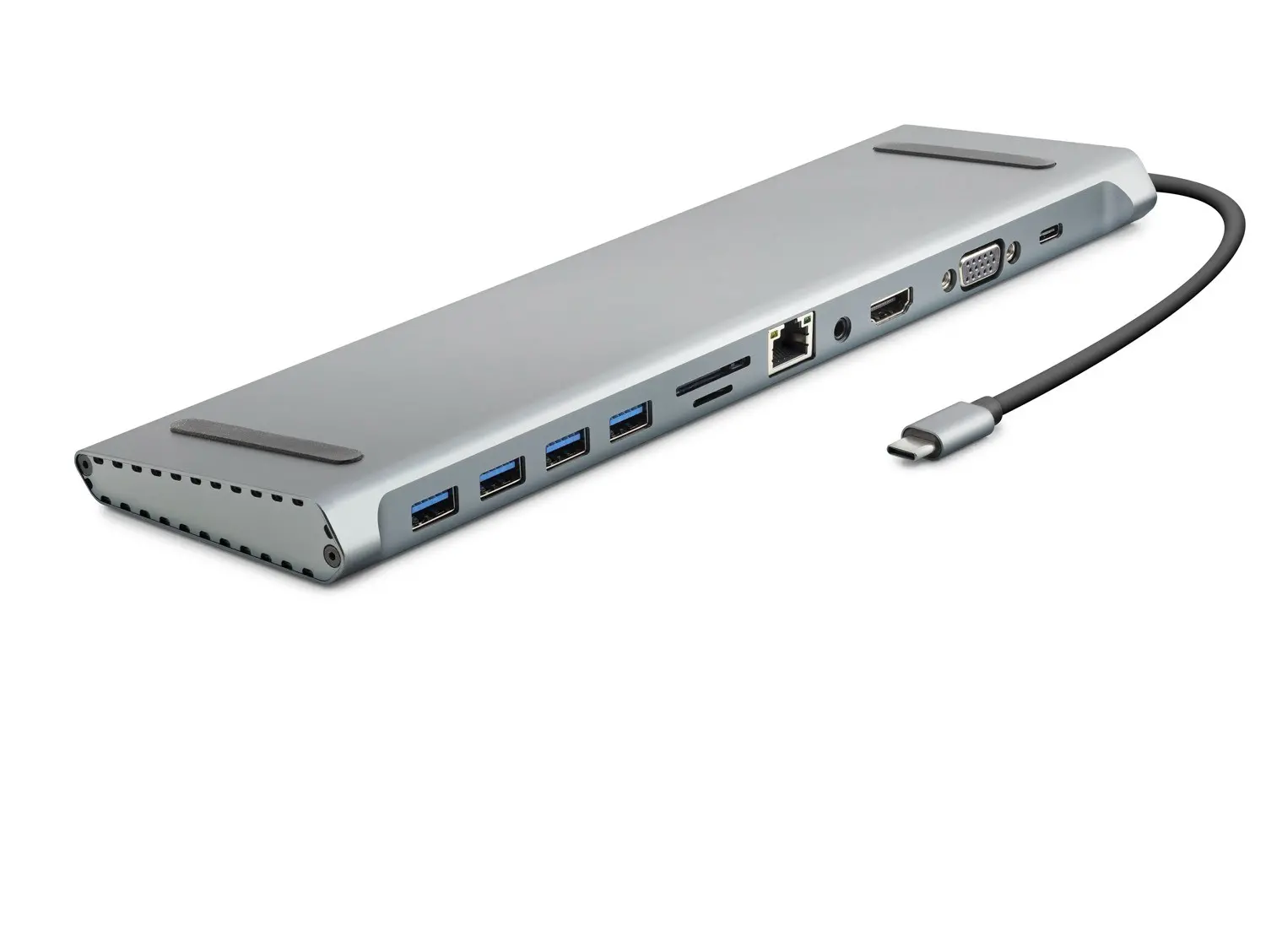 Type-c 3.0 Hub Pd Hdmı 4K Vga Lan Aux Kart Okuyucu 11 Port 5 Gbps Gri HDX7854