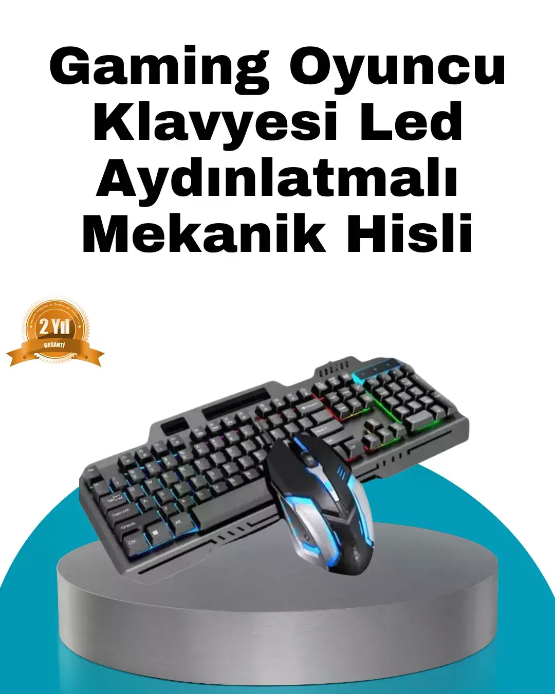 Mekanik Oyuncu Seti – LED Işıklandırma ve Ergonok Mouse