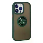 Apple İphone 13 Pro Kılıf Montreal Yüzüklü Silikon Kapak - Yeşil-5