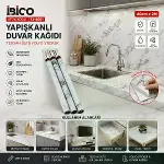 2MT X 60CM Beyaz Mermer Desenli Tezgah Üstü Folyo Sticker - Duvar Kağıt Kendinden Yapışkanlı - Eko D-2