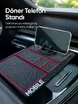 Araç Konsol Organizeri Kaydırmaz Silikon Telefon Standlı Saklama Matı-1