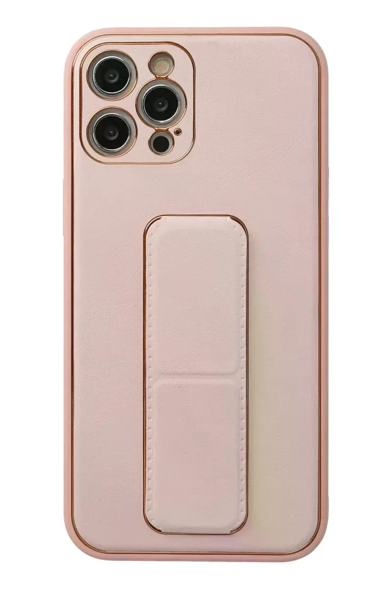 Apple iPhone 12 Pro Kılıf Coco Deri Standlı Kapak - Pembe
