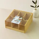 6 Bölmeli Bambu Poşet Çay Kutusu 21x20x10 cm-1