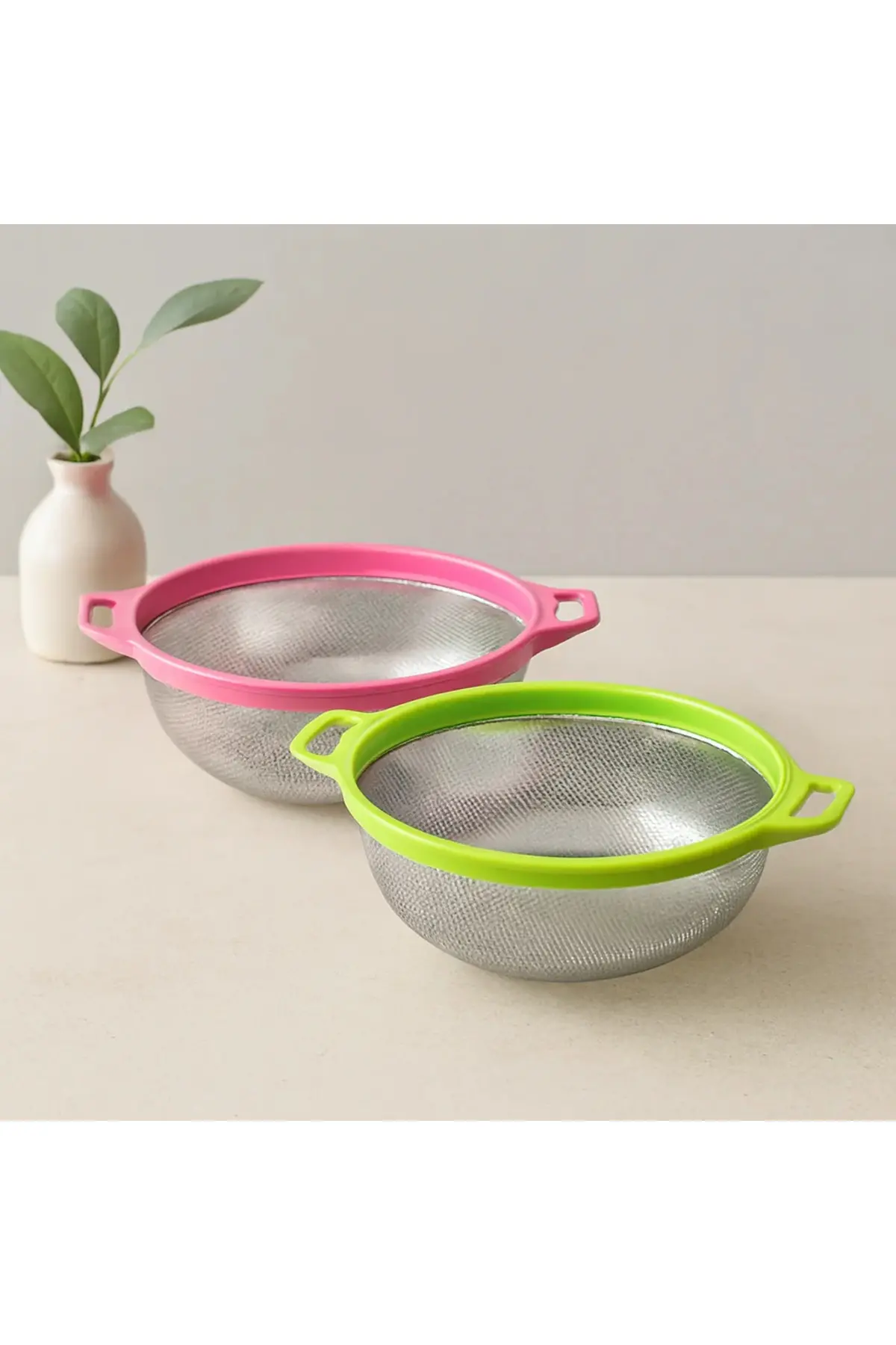 24 cm Kulplu Metal Süzgeç - Çelik Sepet