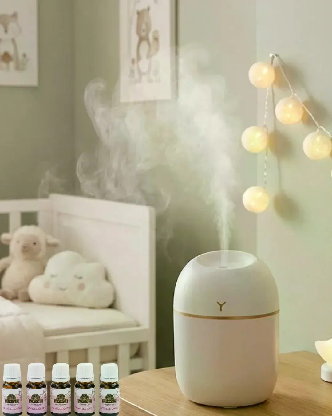 Kompakt Mini Hava Nemlendirici 5 Esans Hediyeli LED Işıklı USB Aromaterapi Cihazı