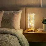 Dalgalı Silindirik Kristal Kareli Model LED Masa Lambası – Gold Tabanlı, Dokunmatik, 3 Renk Işık Mod-6