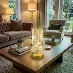 Dalgalı Silindirik Kristal Kareli Model LED Masa Lambası – Gold Tabanlı, Dokunmatik, 3 Renk Işık Mod-8