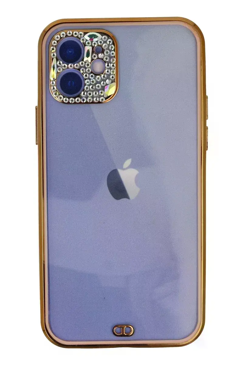Apple iPhone 12 Kılıf Liva Taşlı Silikon - Pembe