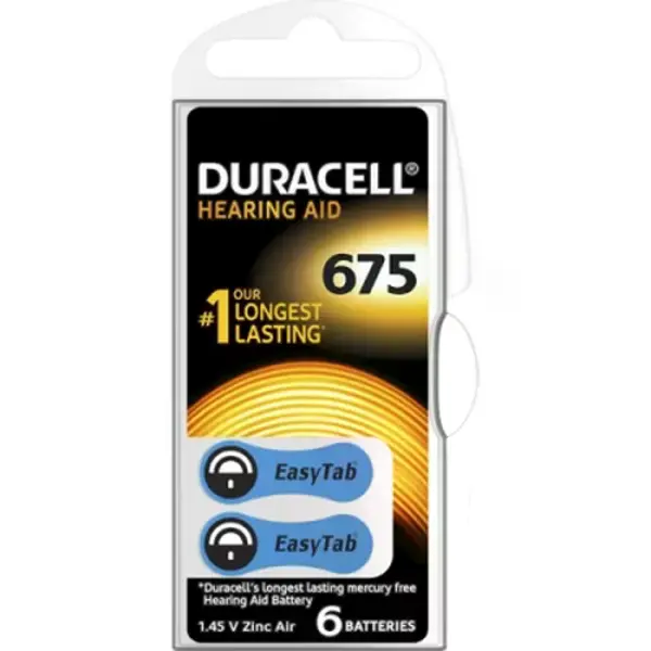 Duracell 675 İşitme Cihaz Kulak Pili 6 Parça 1 Kutu