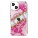 Onegif Apple İphone 15 Lotus Simli Magsafe Kapak - Pembe-3