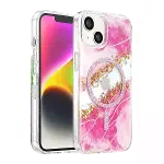 Onegif Apple İphone 15 Lotus Simli Magsafe Kapak - Pembe-1