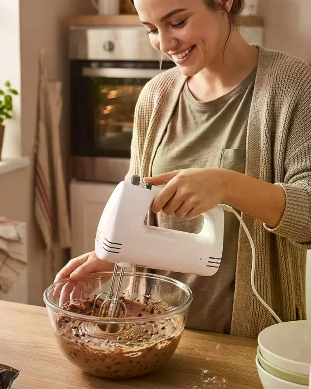 Paslanmaz Çelik Çırpıcılı El kseri 250W Çok Kademeli Mutfak kseri