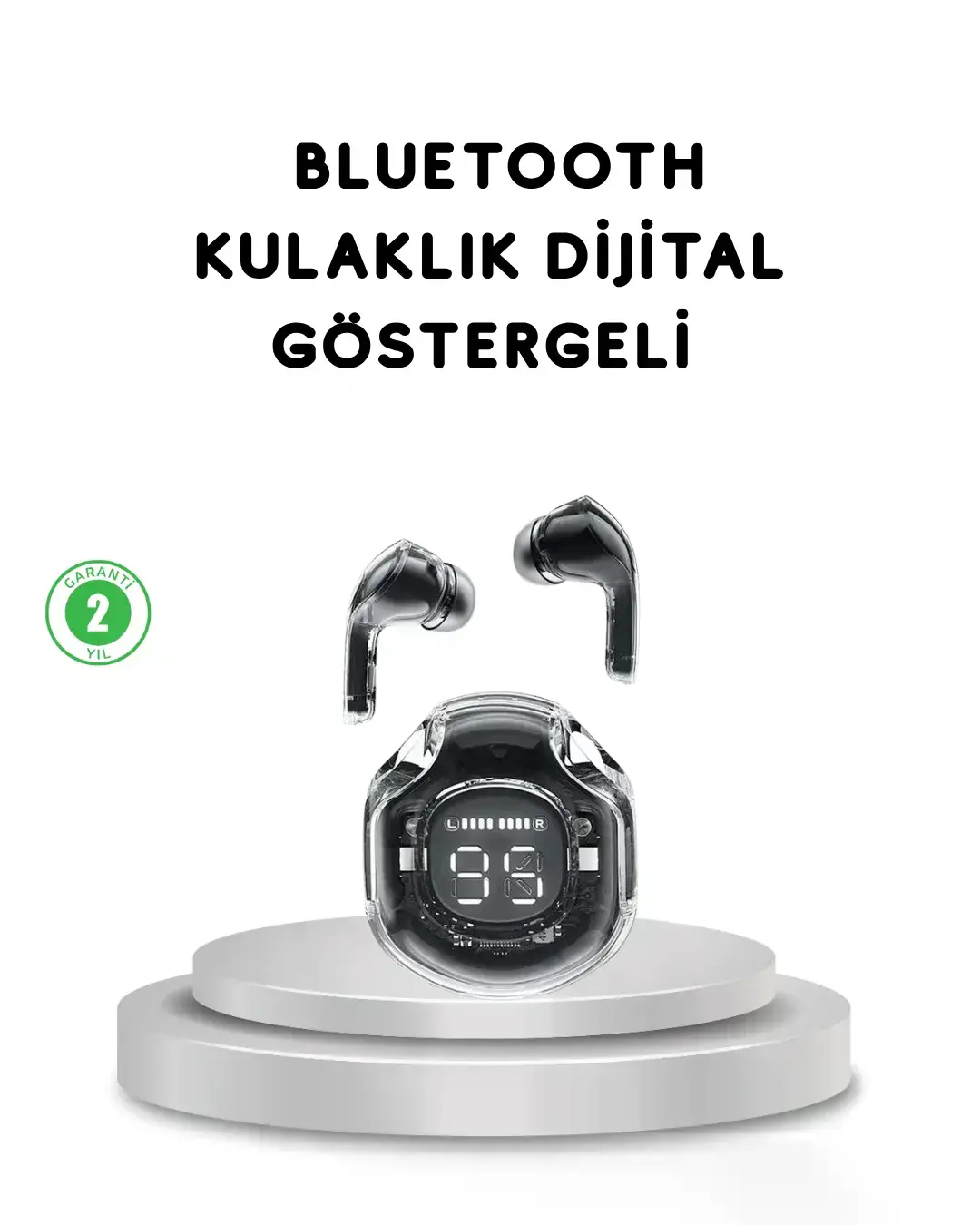 Bluetooth 5.3 Kablosuz Kulaklık HiFi Stereo ve Ekstra Bass Dijital Ekranlı