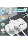 Akım Korumalı 2’li Ayrı Anahtarlı Priz, 2x Priz, 3x Usb, 1x Type-c, 2 Mt Kablo, Hızlı Şarj-1
