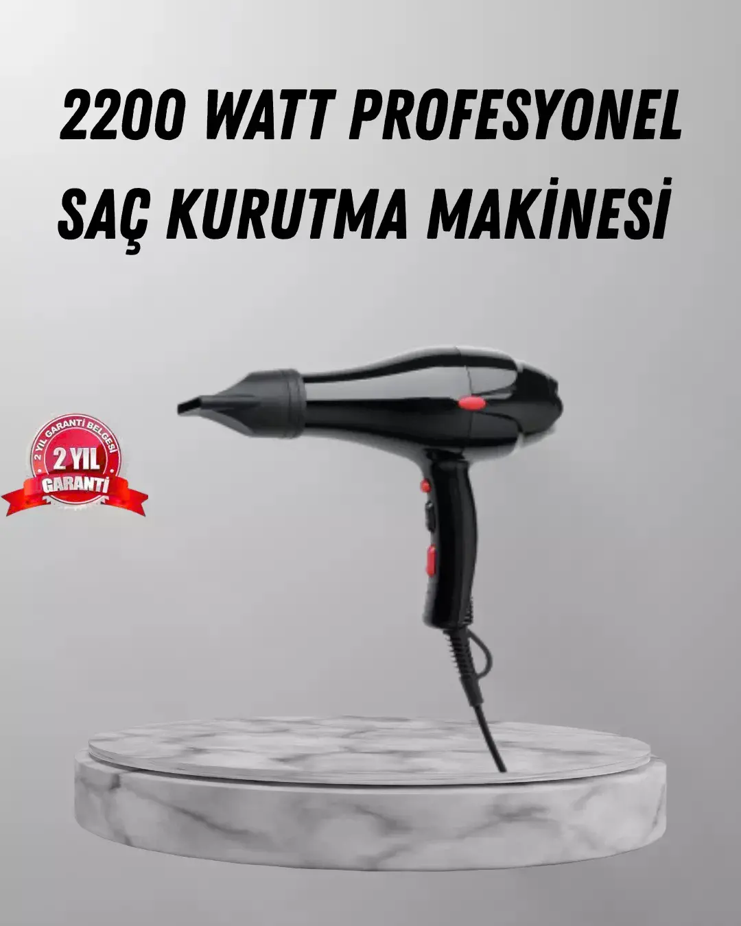 2200W Fön Makinesi – Profesyonel AC Motor, Soğuk ve Sıcak Üfleme