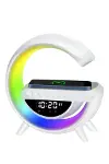 Kablosuz Şarjlı LED Işıklı Masa Saati Bluetooth Hoparlör Alarm Fonksiyonlu-3