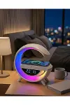 Kablosuz Şarjlı LED Işıklı Masa Saati Bluetooth Hoparlör Alarm Fonksiyonlu-1