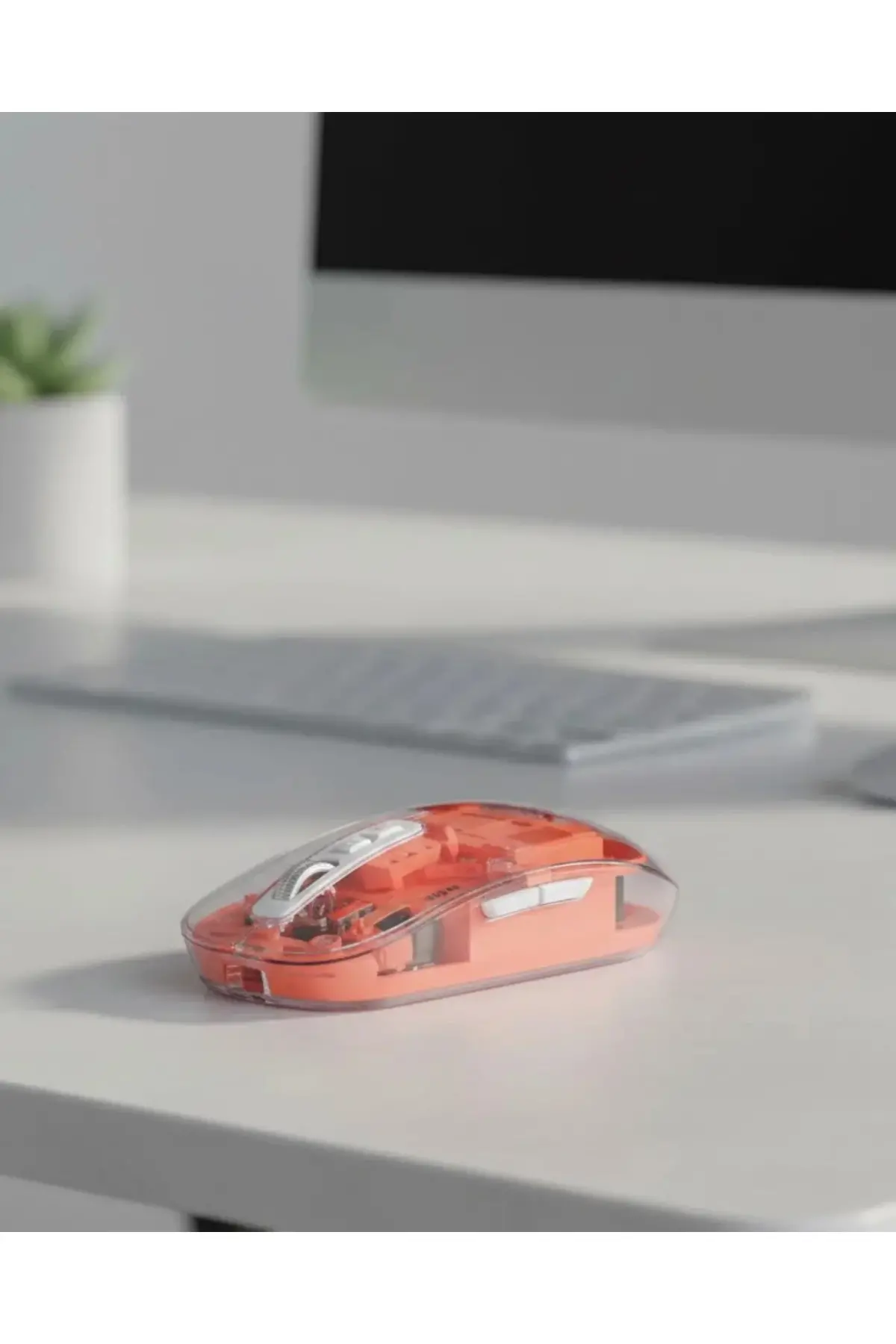 Sessiz Tıklamalı Şeffaf Mouse Bluetooth ve USB Uyumlu