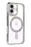 Apple iPhone 16 Plus Kılıf Joke Simli Magneticsafe Kılıf - Gümüş-2