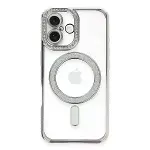 Apple iPhone 16 Plus Kılıf Joke Simli Magneticsafe Kılıf - Gümüş-3